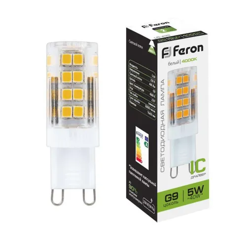 Лампа светодиодная LB-432 5Вт JCD9 4000К G9 230В FERON 25770