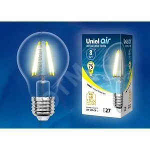 Лампа светодиодная LED-A60-8Вт/WW/E27/CL грушевидная GLA01TR прозр. Uniel UL-00002210