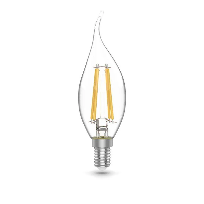 Лампа светодиодная филаментная Basic Filament 5.5Вт свеча на ветру 2700К Е14 510лм (уп.3шт) GAUSS 10