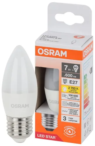 Лампа светодиодная LED Star 7Вт 2700К тепл. бел. E27 600лм B угол пучка 200град. 170-250В (замена 60