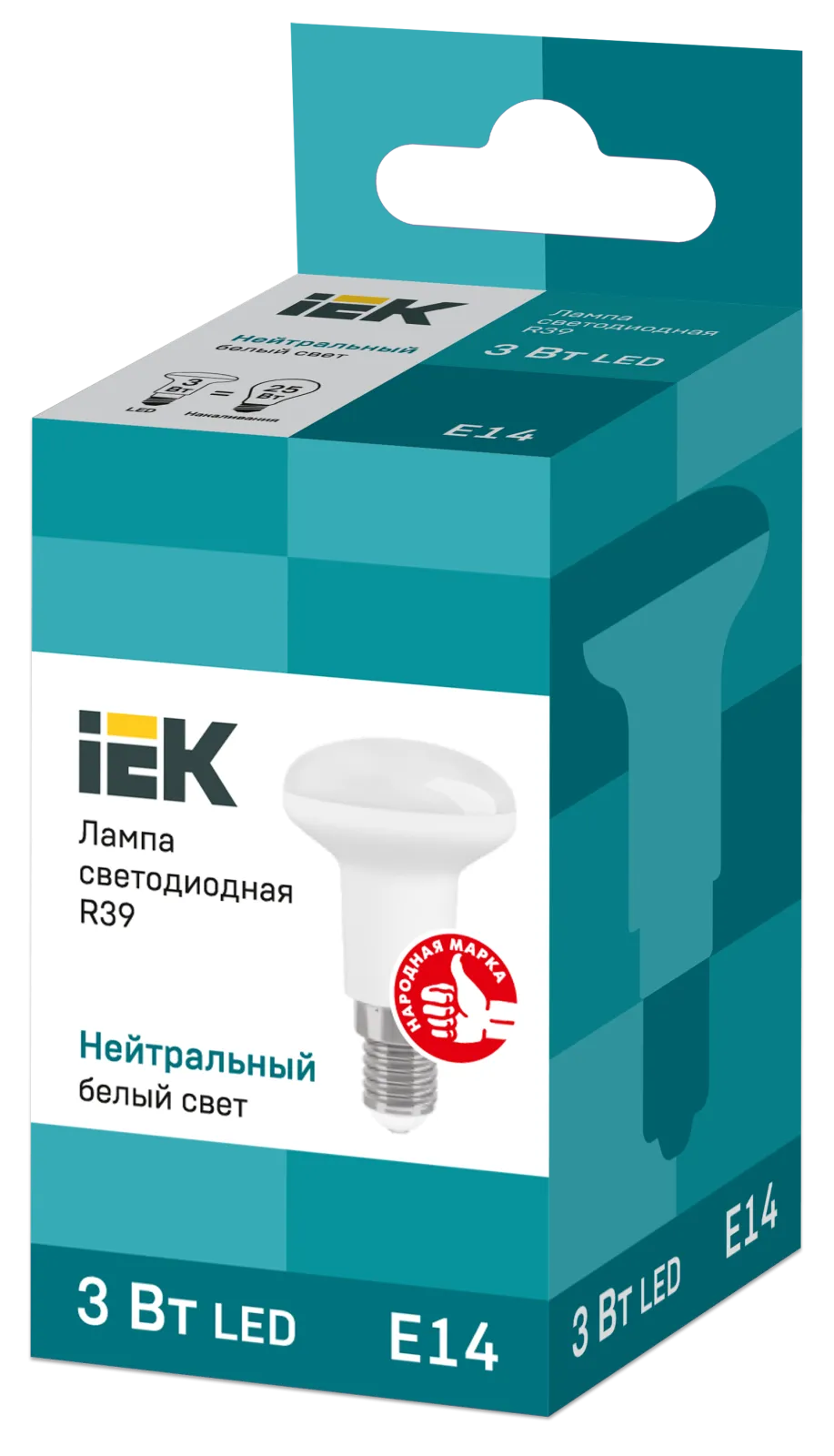 Лампа светодиодная Eco 3Вт R39 4000К нейтр. бел. E14 270лм 230-240В IEK LLE-R39-3-230-40-E14