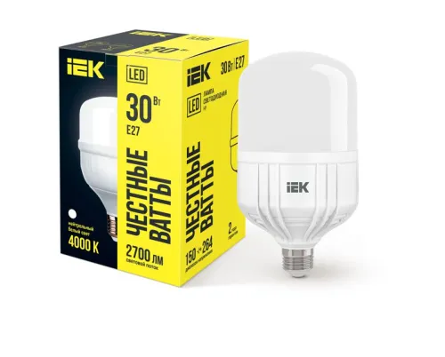 Лампа светодиодная HP 30Вт 4000К нейтр. бел. E27 230В IEK LLE-HP-30-230-40-E27