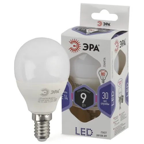 Лампа светодиодная LED 9Вт Е14 6000К smd P45-9W-860-E14 | Б0031411 | ЭРА