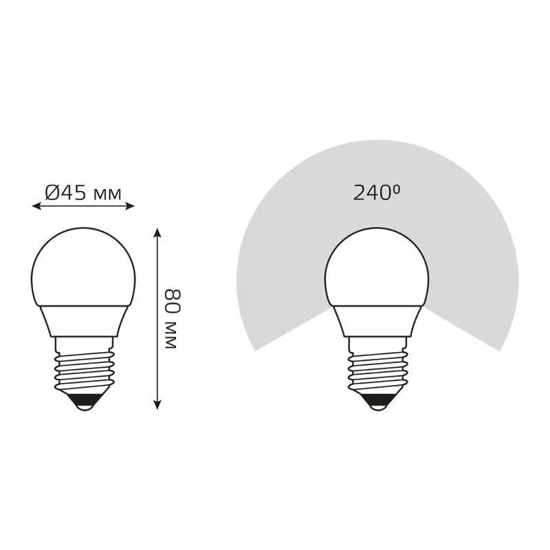 Лампа светодиодная Elementary 6Вт P45 шар 6500К холод. бел. E27 470лм GAUSS 53236