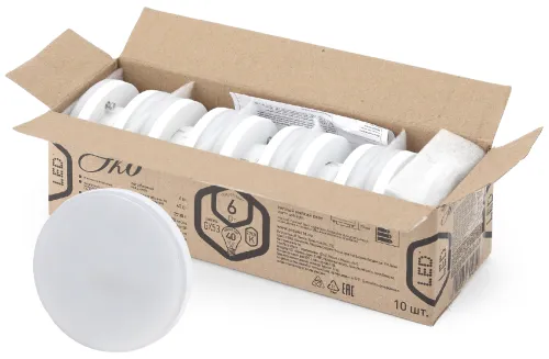 Лампа светодиодная RED LINE ECO LED GX-6W-827-GX53 (10-PACK) GX53 6Вт таблетка теплый белый свет | Б