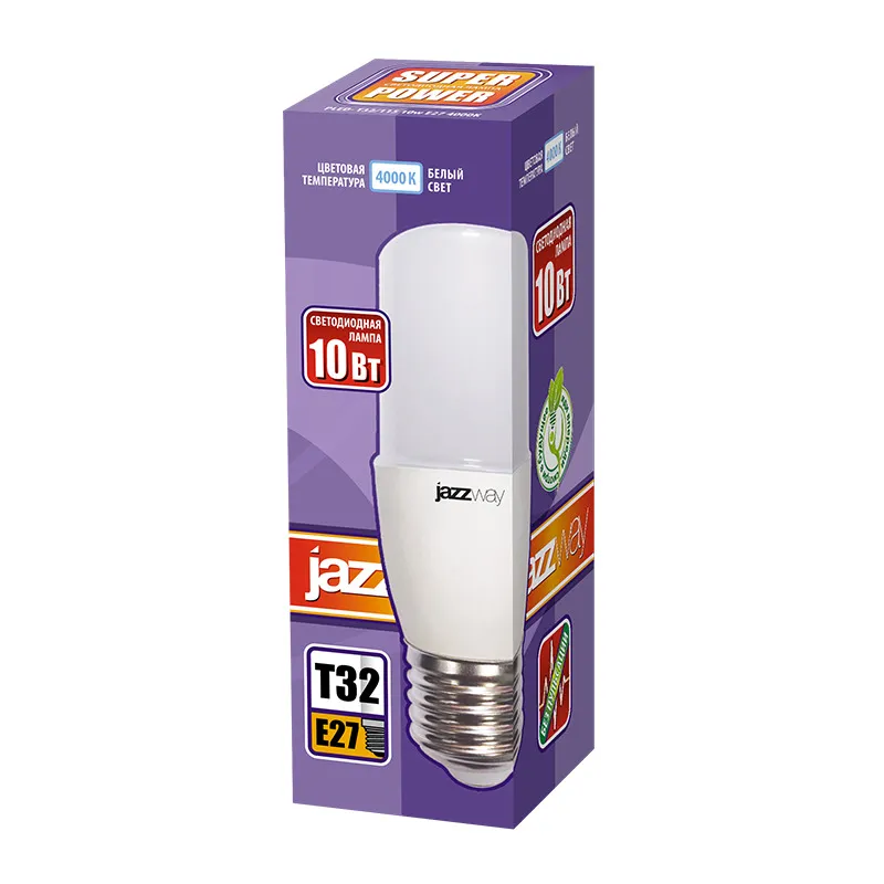 Лампа светодиодная LED 10Вт Е27 220В 4000К PLED- T32/115 new трубчатая | 5005020 | Jazzway