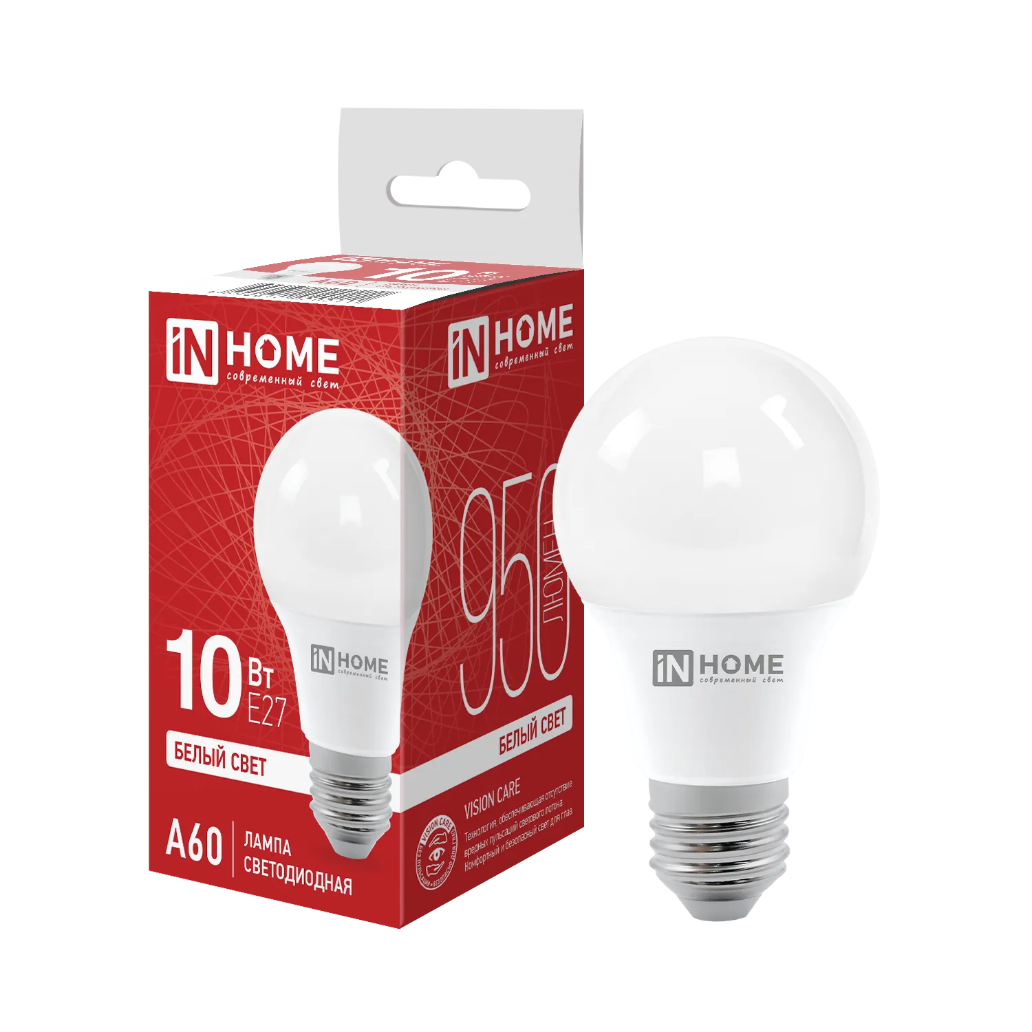 Лампа светодиодная LED-A60-VC 10Вт грушевидная 4000К нейтр. бел. E27 950лм 230В IN HOME 469061202021