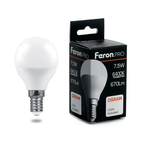 Лампа светодиодная LB-1407 7.5Вт 6400К E14 230В FERON 38073