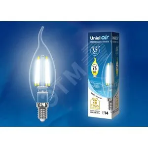 Лампа светодиодная LED-CW35-7.5Вт/NW/E14/CL GLA01TR прозр. Uniel UL-00003296