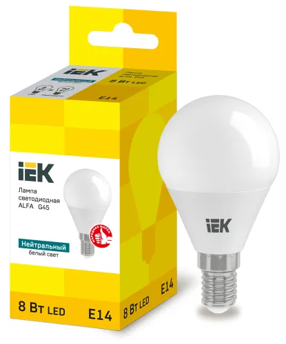 Лампа светодиодная ALFA G45 шар 8Вт 230В 4000К E14 IEK