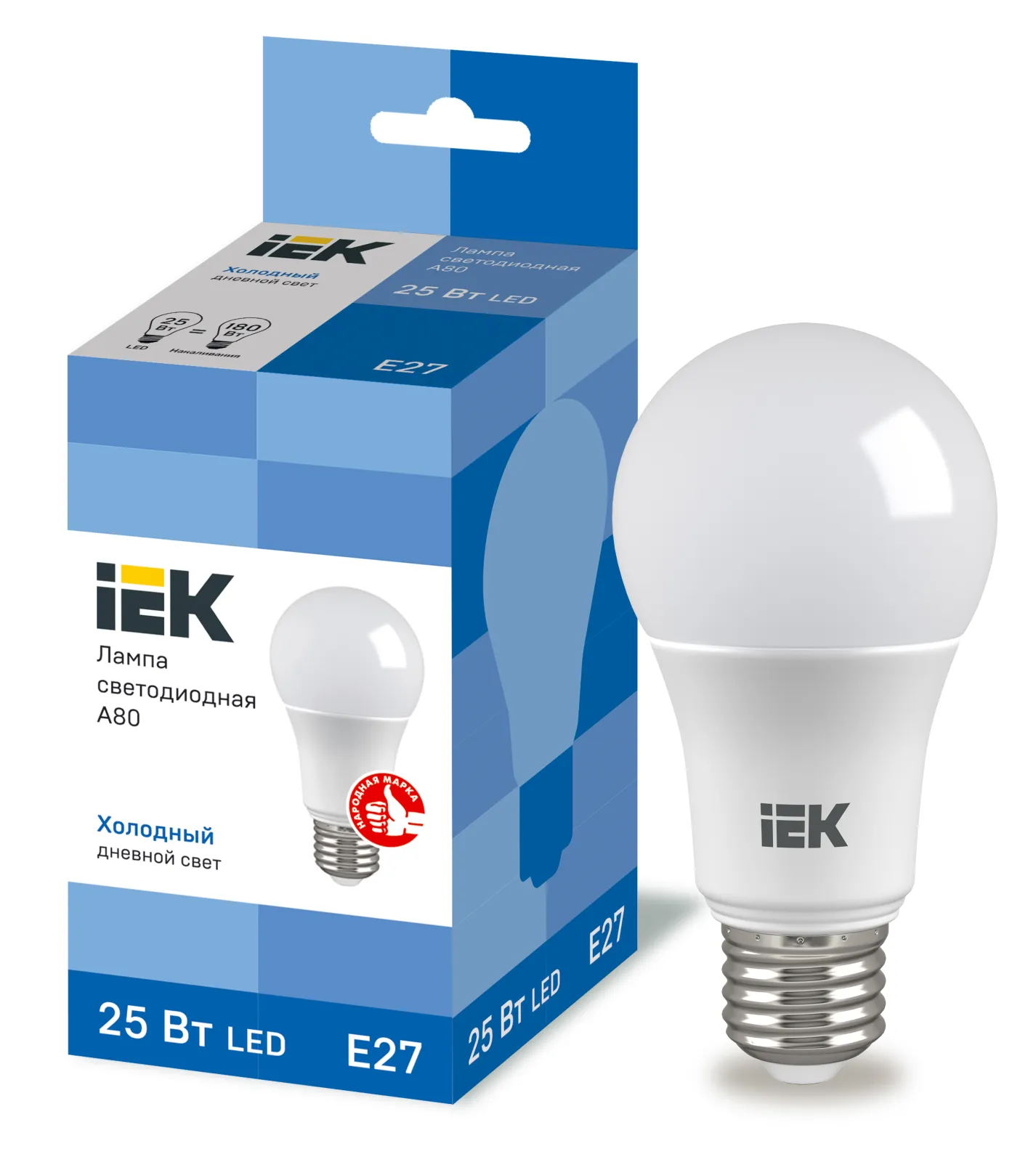 Лампа светодиодная LED A80 груша 25Вт 230В 6500К E27 | LLE-A80-25-230-65-E27 | IEK