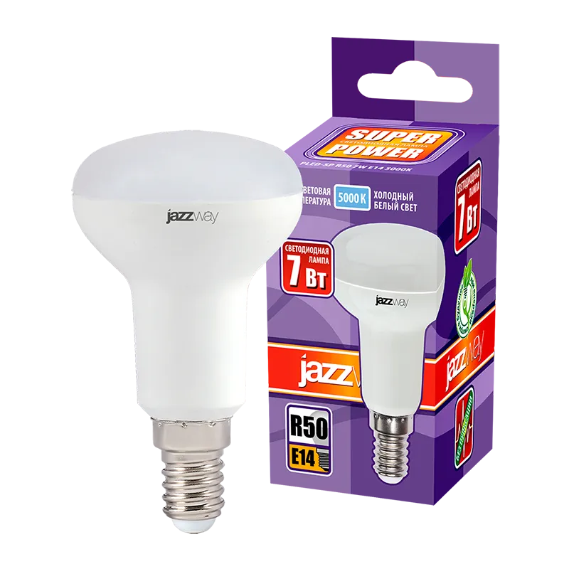 Лампа светодиодная LED 7Вт E14 220В 5000К PLED- SP R50 отражатель (рефлектор) | 1033635 | Jazzway