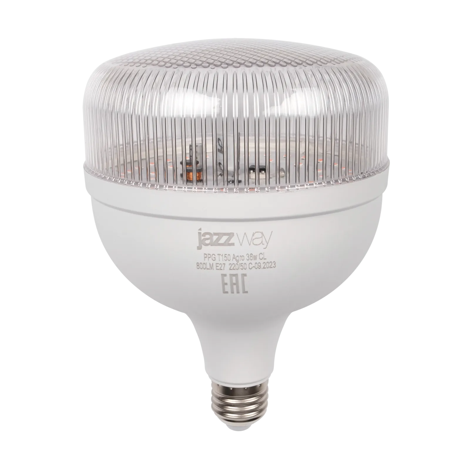Лампа светодиодная PPG T150 Agro 36Вт CL E27 173х124мм для растений красн./син. спектр JazzWay 50503
