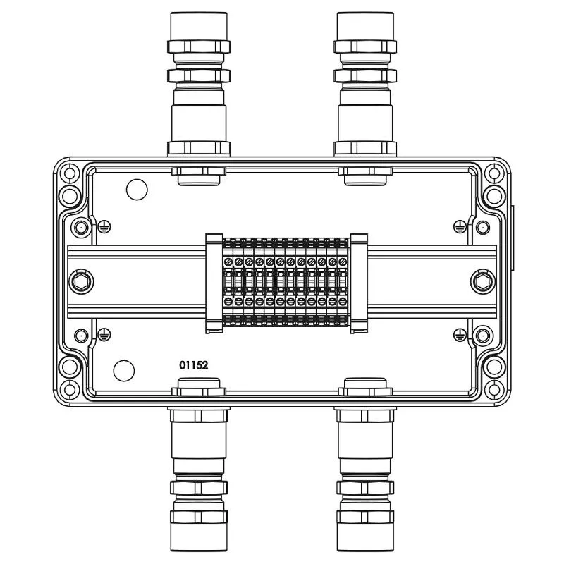 Коробка взрывозащищенная клеммная из алюминия TBE-A-14-(12xCBC.2)-2xKA2MHK(A)-2xKA2MHK(C)1Ex e IIC Т