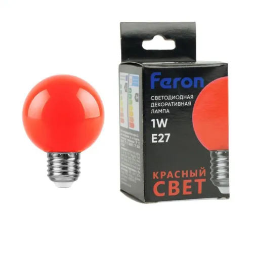 Лампа светодиодная, цветная 1 Вт E27 270 град. FERON 25116