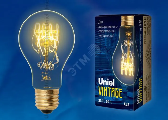 Лампа накаливания IL-V-A60-60/GOLDEN/E27 60Вт E27 220-230В Uniel UL-00000476