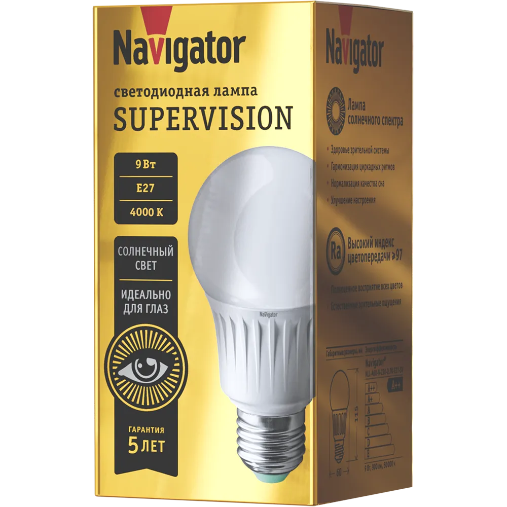 Лампа светодиодная NLL-A60-9-230-4K-E27-FR-SV | 80549 |  Navigator