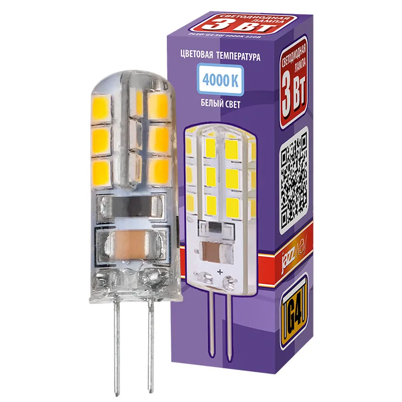 Лампа светодиодная LED 3Вт G4 220В 4000К PLED-G4 капсульная | 1032072 | Jazzway