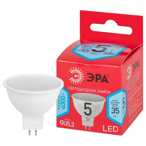 Лампа светодиодная LED MR16-5W-840-GU5.3 R (диод, софит, 5Вт, нейтр, GU5.3) (10/100/4800) | Б0049639