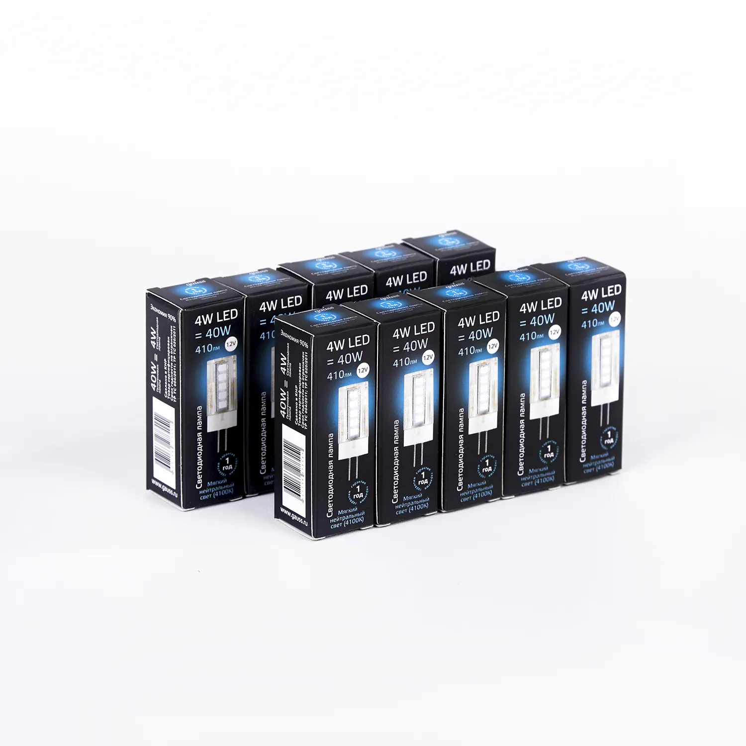 Лампа светодиодная LED 4 Вт 410 Лм 4100К белая G4 капсула 12 В керамика Black Gauss