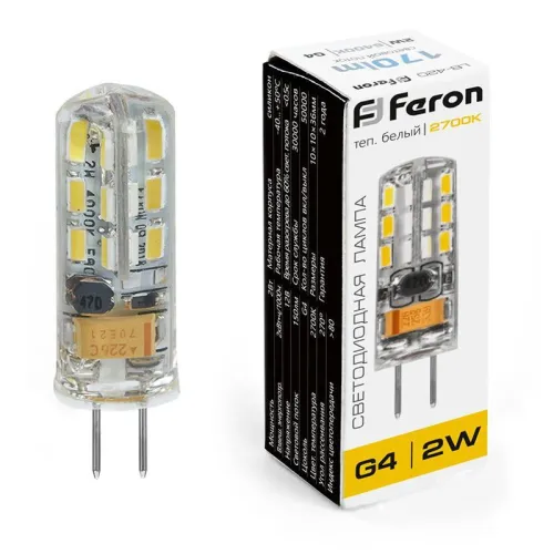 Лампа светодиодная LB-420 2Вт JC 2700К G4 12В FERON 25858
