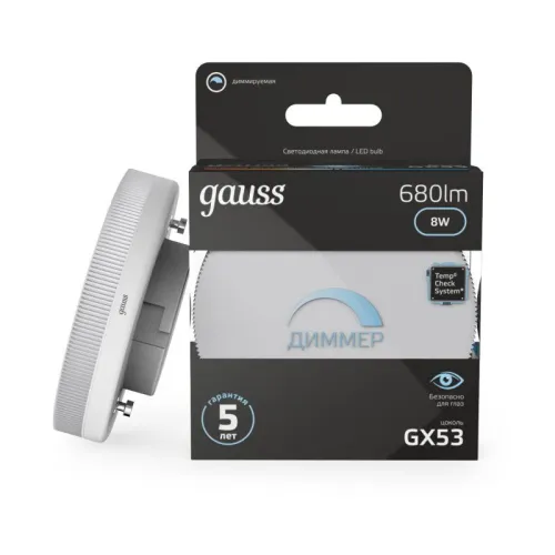 Лампа светодиодная 8 Вт GX53 4100 K 680 Lm 120 град. Gauss 108408208-D