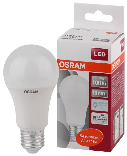 Лампа светодиодная LED 10Вт Е27 STAR Classic A (замена100Вт), холодный, матовая колба Osram