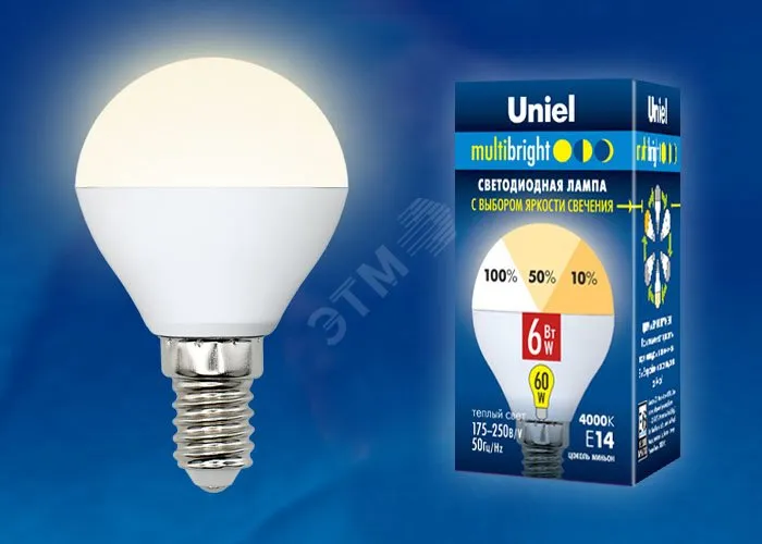 Лампа светодиодная LED-G45-6W/WW/E14/FR/MB PLM11WH Multibright 6Вт шар матовая 3000К тепл. бел. E14 