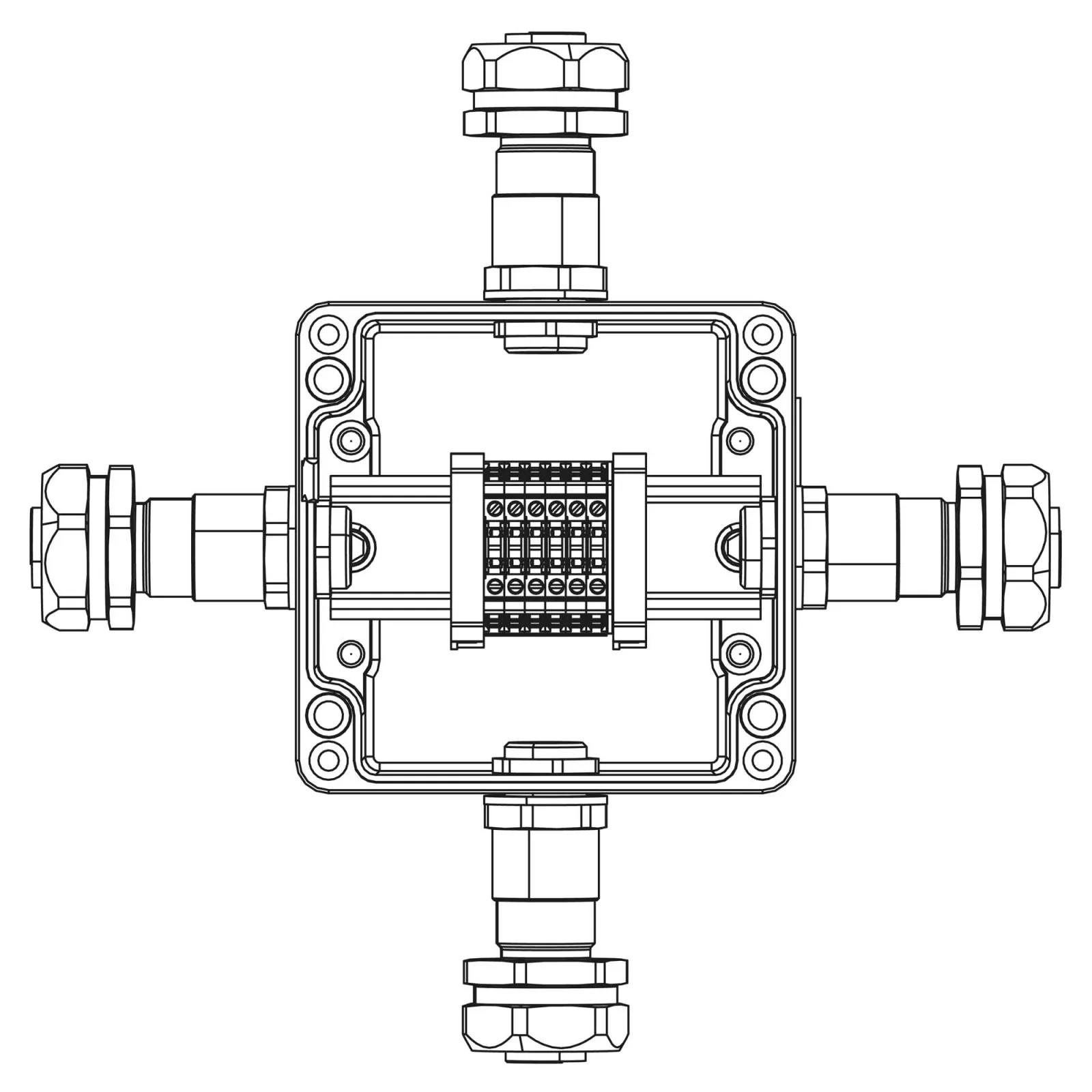 Коробка взрывозащищенная клеммная из алюминияTBE-A-12-(6xCBC.2)-1xKAEPM2MHK-20(A)-1xKAEPM2MHK-20(B)-