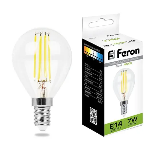 Лампа светодиодная LB-52 7Вт 4000К E14 230В FERON 25875