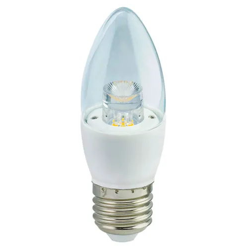 Лампа светодиодная свеча LED 7,0W E27 2700K прозрачный с линзой (композит) Ecola Premium C7QW70ELC