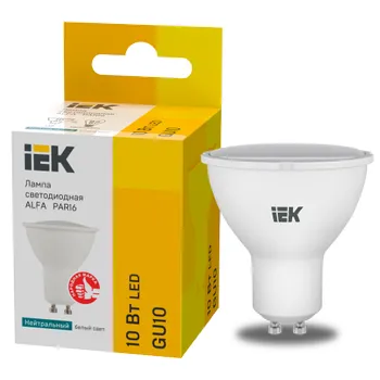 Лампа LED ALFA PAR16 софит 10Вт 230В 4000К GU10 (6шт)IEK LLA-PAR16-10-230-4-GU10-6