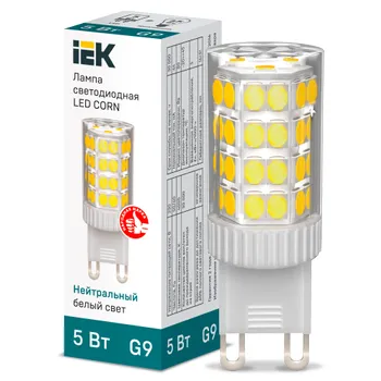 Лампа светодиодная CORN капсула 5Вт 230В 4000К керамика G9 IEK | LLE-CORN-5-230-40-G9 | IEK