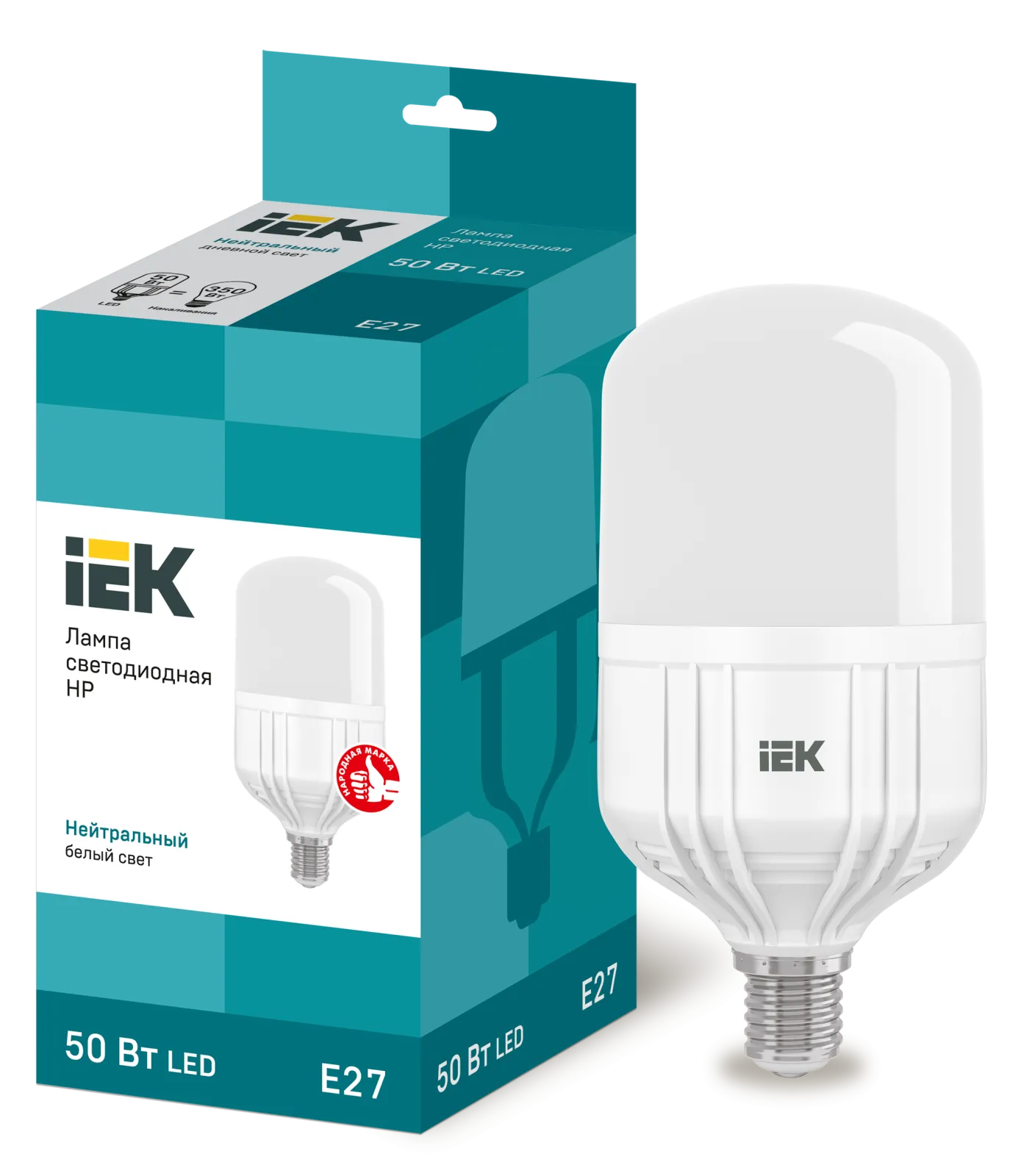 Лампа светодиодная HP 50Вт 4000К нейтр. бел. E27 230В IEK LLE-HP-50-230-40-E27