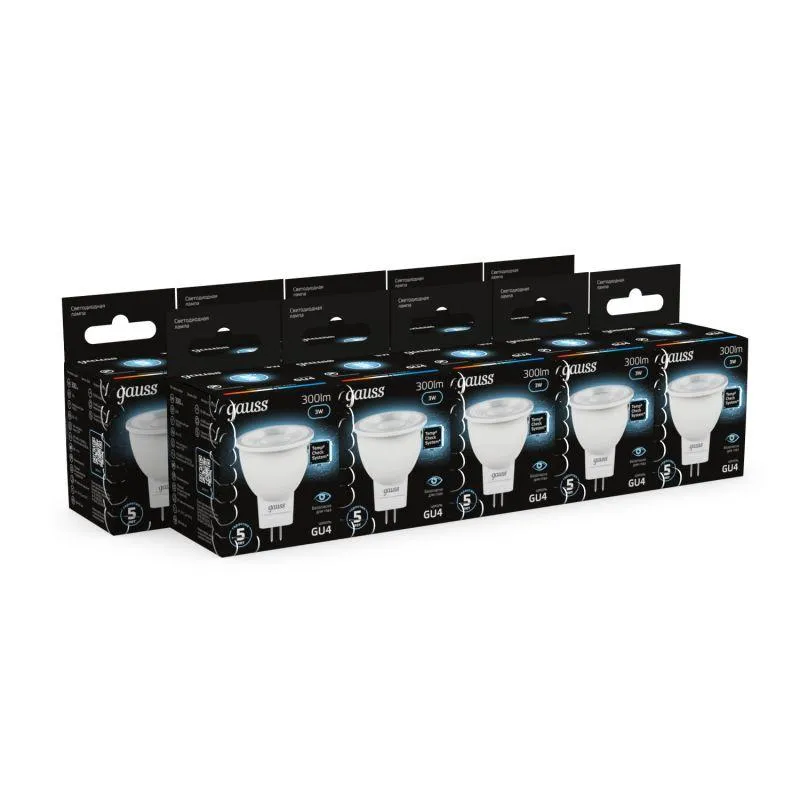 Лампа светодиодная Black 3Вт MR11 софит 4100К нейтр. бел. GU4 300лм GAUSS 132517203