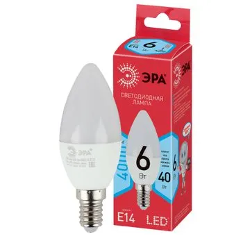 Лампа светодиодная ECO LED B35-6W-840-E14 (диод, свеча, 6Вт, нейтр, E14 (10/100/3500)