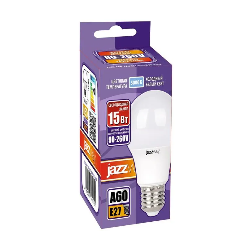 Лампа светодиодная специальная PLED-A60 15W E27 5000K 1300Lm 90-260V (расшир диапазон напряжения) | 