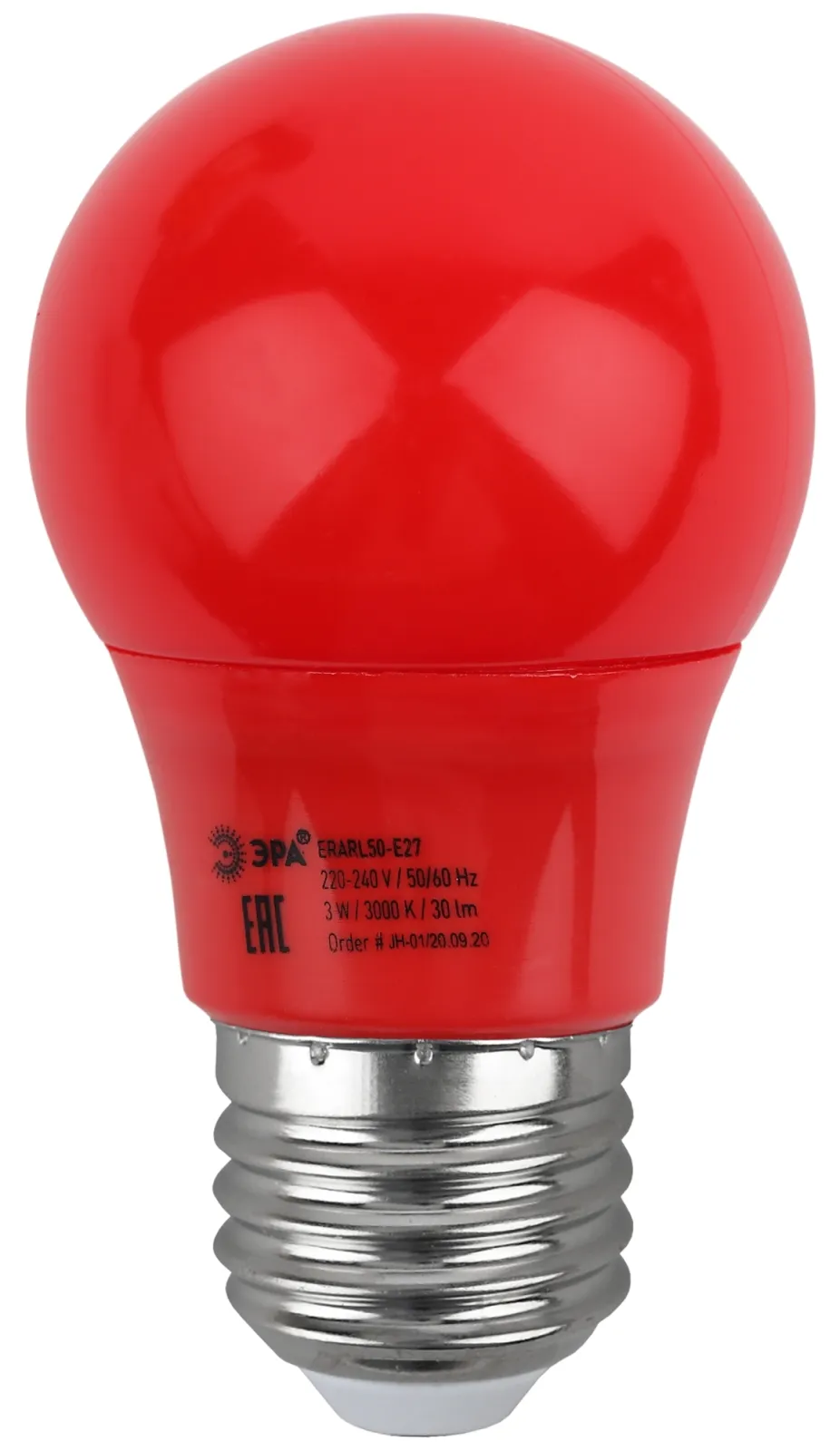 Лампы cветодиодные ERARL50-E27 LED A50-3W-E27 (диод. груша красн., 13SMD, 3W, E27, для белт-лайт) (1