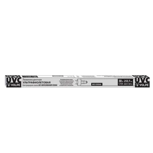 Лампа бактерицидная ультрафиолетовая EFL-T8-30/UVCB/G13/CU/V спектр UVC 253.7нм. картон Volpe UL-000