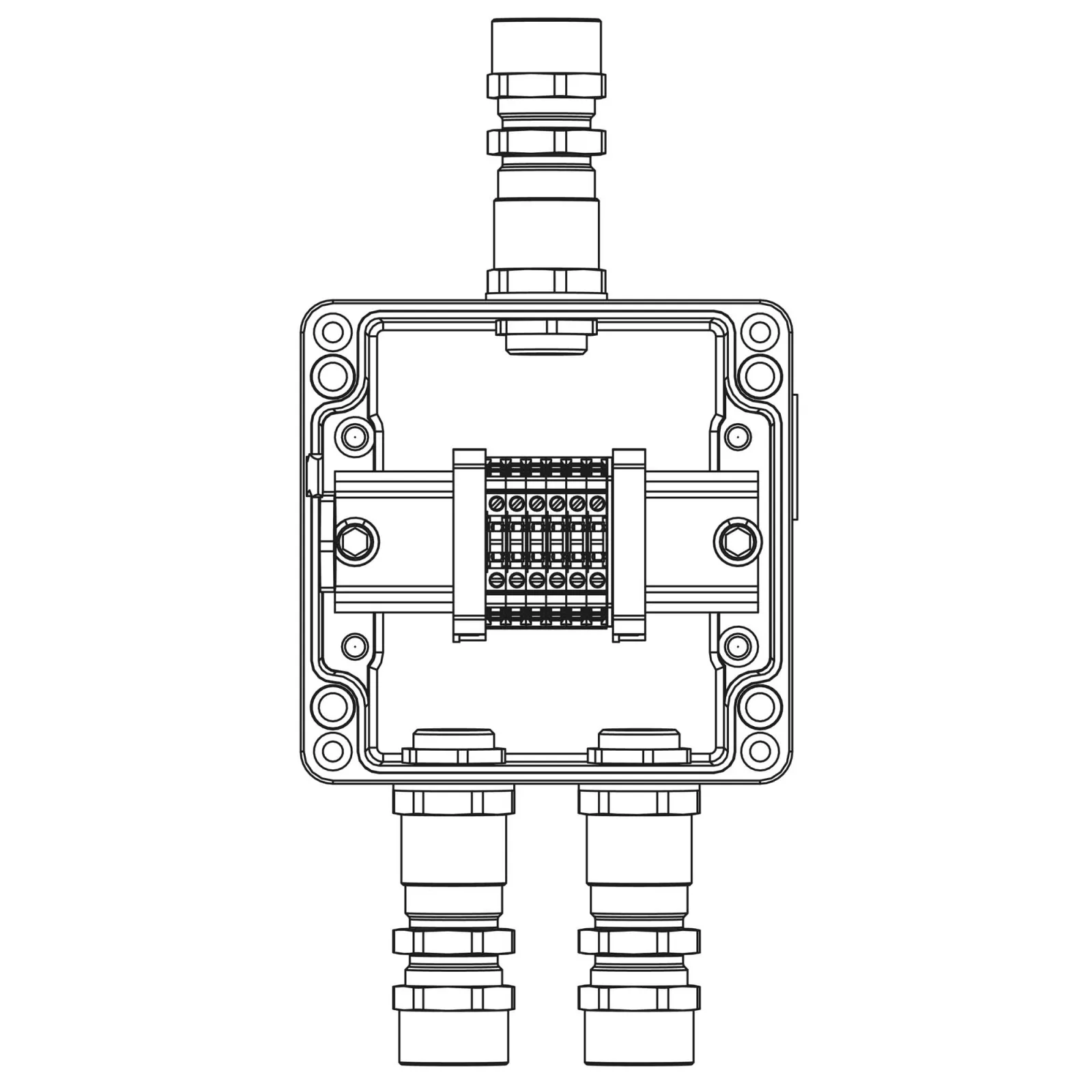 Коробка взрывозащищенная клеммная из алюминия TBE-A-12-(6xCBC.2)-2xKA2MHK(A)-1xKA2MHK(C)1Ex e IIC Т5