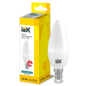 Лампа светодиодная Alfa 10Вт C35 свеча 4000К нейтр. бел. E14 230В IEK LLA-C35-10-230-40-E14