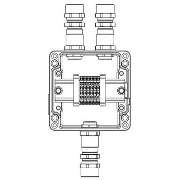 Коробка взрывозащищенная клеммная из алюминия TBE-A-12-(6xCBC.2)-2xKA2MHK(A)-1xKA2MHK(C)1Ex e IIC Т5