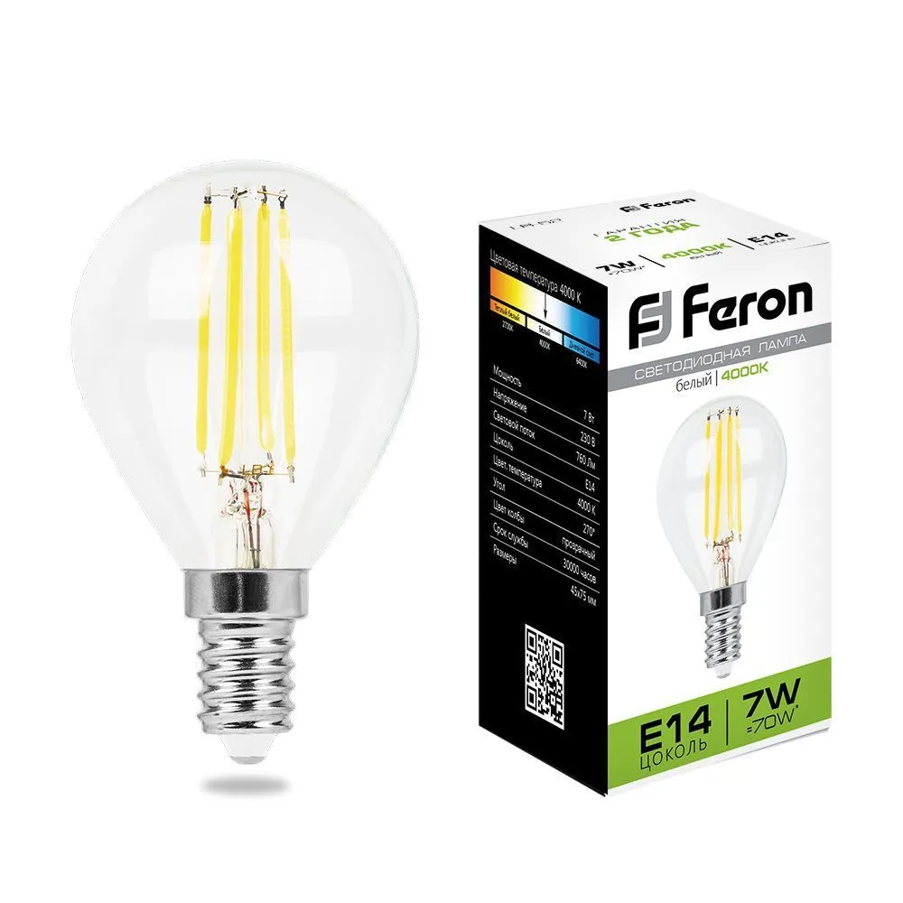 Лампа светодиодная LB-52 7Вт 4000К E14 230В FERON 25875