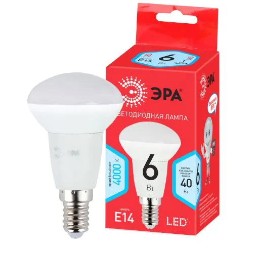 Лампа светодиодная RED LINE LED R50-6W-840-E14 R Е14 / E14 6 Вт рефлектор нейтральный белый свет | Б
