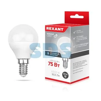 Лампа светодиодная 9.5Вт GL шар 6500К холод. бел. E14 903лм Rexant 604-207