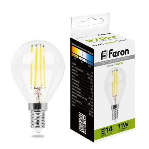 Лампа светодиодная LB-511 11Вт прозрачная 4000К E14 230В FERON 38014