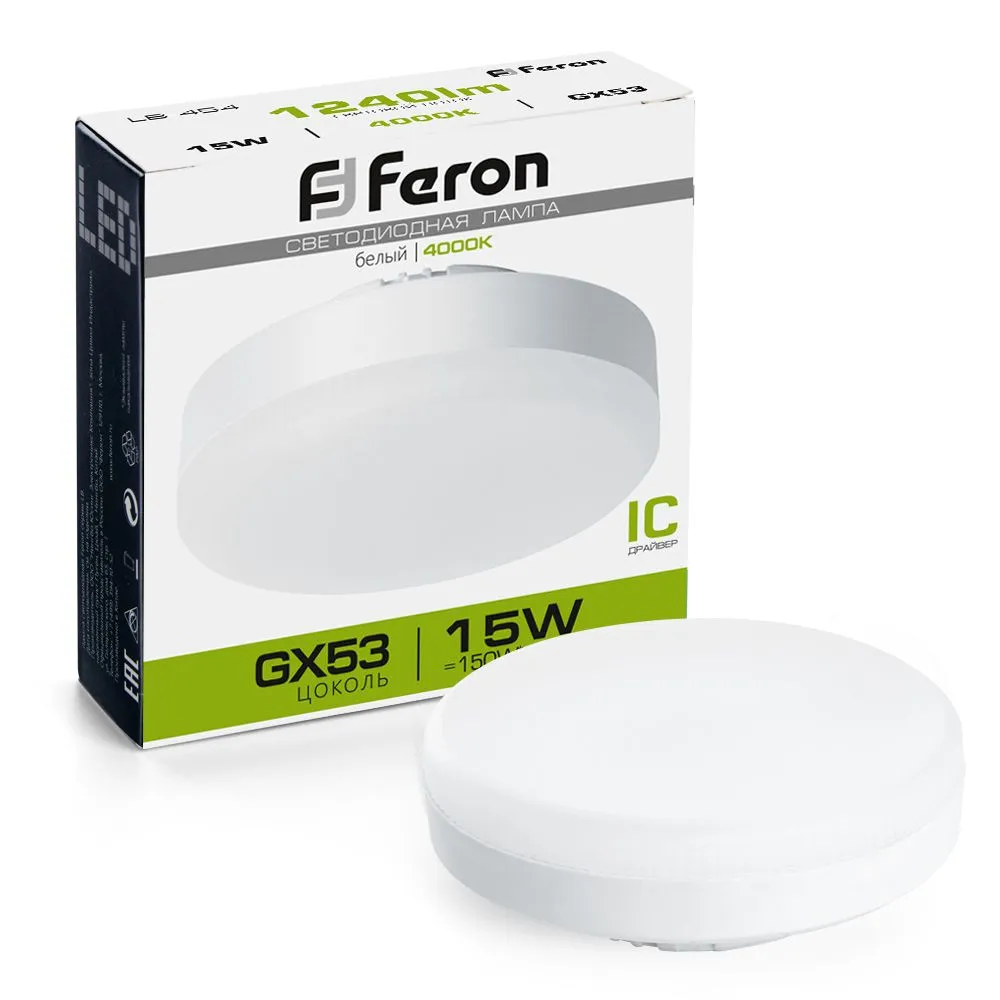 Лампа светодиодная LB-454 15Вт 4000К GX53 230В FERON 25836