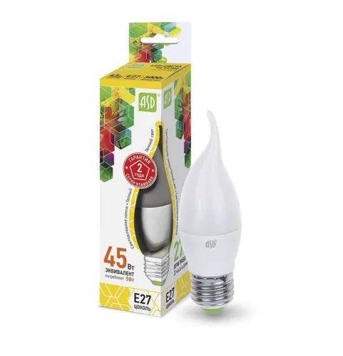 Лампа светодиодная LED-свеча на ветру-standard 5Вт свеча на ветру 3000К тепл. бел. E27 450лм 160-260