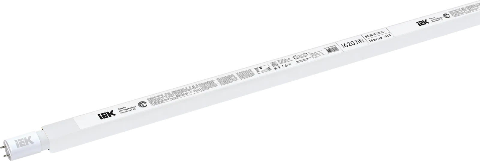 Лампа светодиодная ECO T8 18Вт линейная 230В 6500К G13 IEK LLE-T8-18-230-65-G13