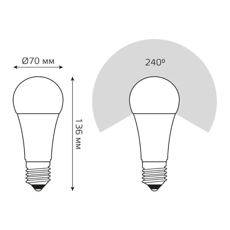 Лампа светодиодная Elementary 25Вт A70 грушевидная 4100К нейтр. бел. E27 2100лм GAUSS 73225